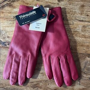 NEW 3M Thinsulate Lined Red Leather Gloves Size Small